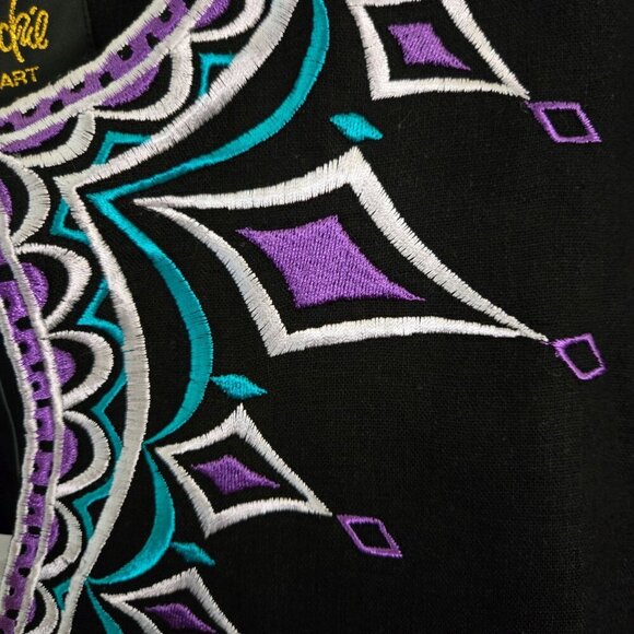 Bob Mackie NWT Art To Wear Embroidered Black Linen Blend Tunic Size S - Picture 3 of 7
